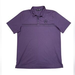 Travis Mathew Mens Purple Polo Shirt Mercedes Logo Size Large Pima Cotton Blend